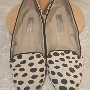 INC Real Calf Hair Black and White Polka Dot Flats